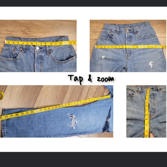 Levi's Women's 501 original light wash straight leg distressed button fly jeans - Picture 12 of 15